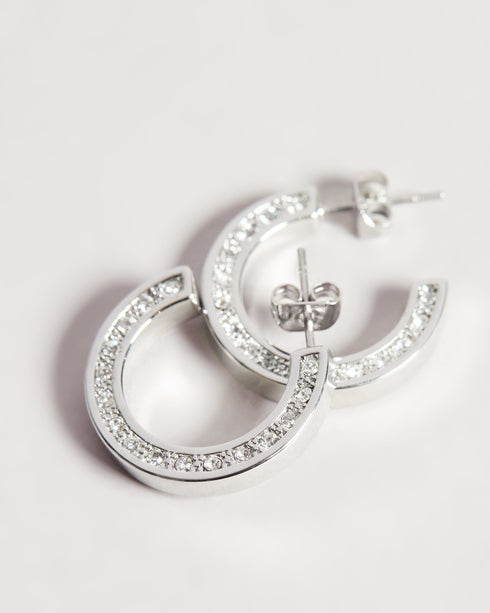 SENATTA-Jewellery-Bring The Glamour With Senatta. These Elevated Hoop Earrings Are Embellished With Crystals And Ted Baker Branding For A'party-ready Look.Earrings Cannot Be Returned. Ted Baker accessories collection Hoop earrings Inlaid crystal detail Stud fixture One size Ted Baker-branded- Ted Baker Romania